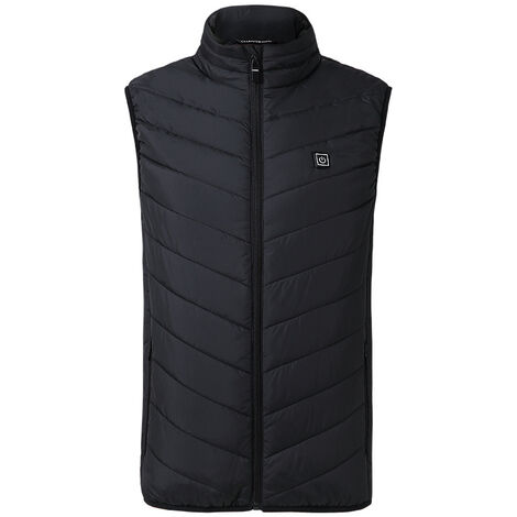 Gilet chauffant intelligent à chargement par USB vêtements chauds veste chaude pour hommes et femmes veste chaude veste de coton de chauffage d'hiver 2XL noir