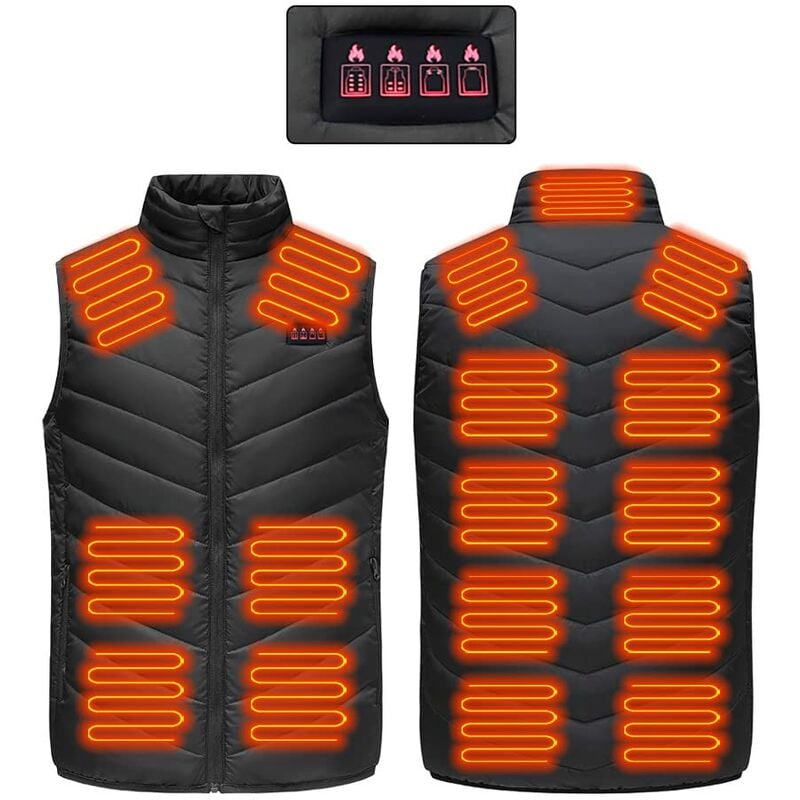 Gilet Chauffant Léger pour Hommes, Gilet Chauffant électrique Rechargeable Intelligent, Gilet Chauffant électrique Unisexe étanche à L'eau (3XL) La