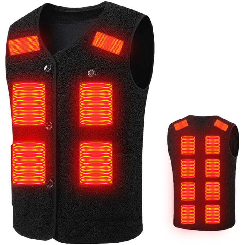 Gilet Chauffant pour Homme Femme avec 16 Zones de Chauffage, Rechargeable par USB Lavable Chaud Gilet,2XL