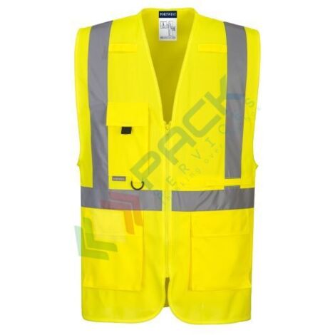Gilet da lavoro ad alta visibilità con tasca per tablet, colore: giallo, taglia 4XL - Portwest