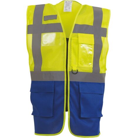 Gilet da lavoro alta visibilità Yoko Top Cool "Management" Giallo / Reale XXL