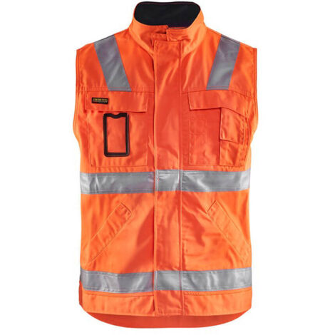 Gilet da lavoro senza maniche ad alta visibilità 8505 - Arancione fluorescente/Marine L