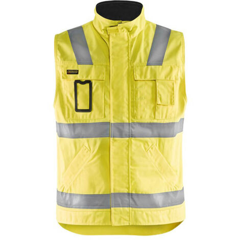 Gilet da lavoro senza maniche alta visibilità 8505 - Giallo fluorescente / Blu navy XXXL