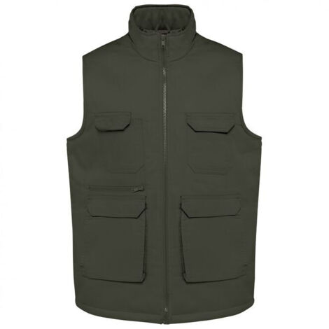 Gilet da lavoro unisex multitasche imbottito in policotone WK Designed To Work Cachi scuro 4XL