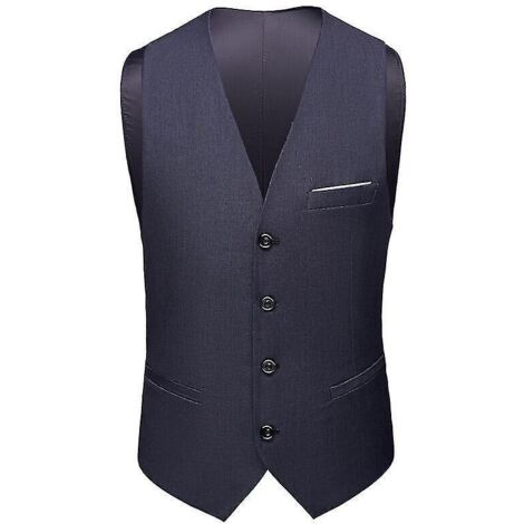 Gilet d'affaires homme, col en V, coupe ajustée, couleur unie, gris - Taille 3XL