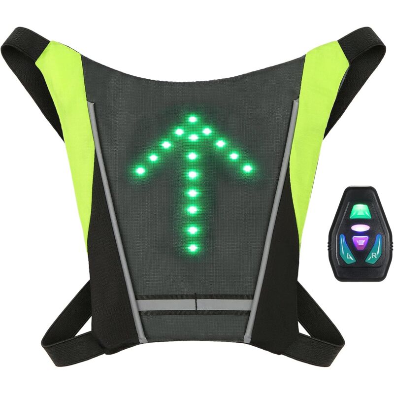 Gilet de Cyclisme Réfléchissant, Réfléchissant Sac à Dos Attachement Clip, Rechargeable USB avec LED Clignotant Télécommande Équipement de Sécurité
