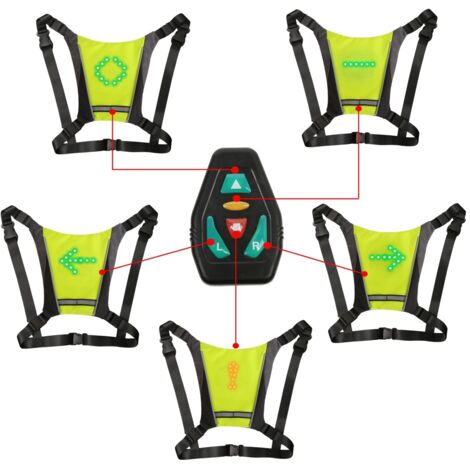 Gilet de Cyclisme Réfléchissant, Réfléchissant Sac à Dos Attachement Clip, Rechargeable USB avec LED Clignotant Télécommande Équipement de Sécurité pour Cyclisme, Course à Pied