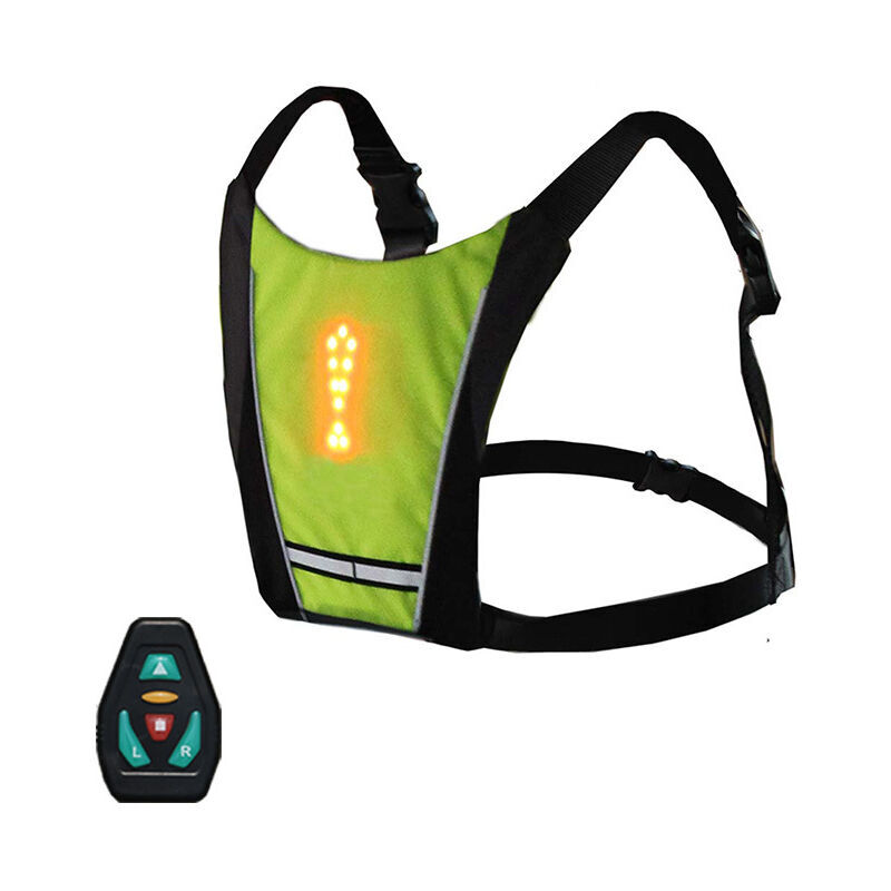 Gilet de Cyclisme USB Rechargeable Réfléchissant Sac à Dos avec LED Clignotant Télécommande en Plein Air Sport Sac de Sécurité Gear pour Cyclisme