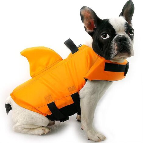 Gilet de sauvetage d'été pour chien, motif requin - Maillot de bain pour animaux de compagnie - Orange