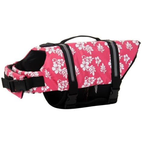 Gilet de sauvetage pour chien, manteau de sécurité, gilet de sauvetage de natation avec poignée pour petits et grands chiens, couleur rouge, taille M