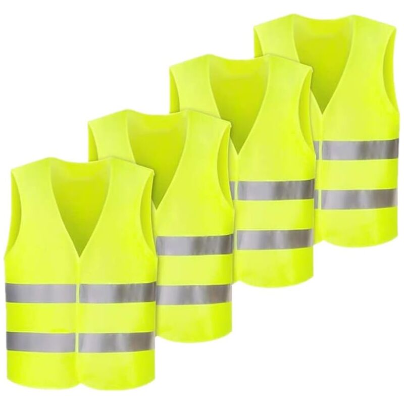 Gilet de Sécurité, 4PCS Jaune Gilet de Sécurité Réfléchissant, Gilet De Sécurité Haute Visibilité, Gilet Réfléchissant, Gilet Réfléchissant de