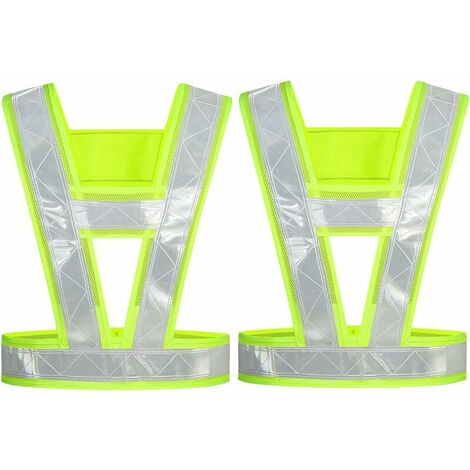 Gilet de sécurité fluorescent 2, gilet de sécurité réfléchissant, gilet fluorescent, gilet haute visibilité, avec haute visibilité à 360 degrés, pour cycliste, conducteur, police, ouvrier du bâtiment