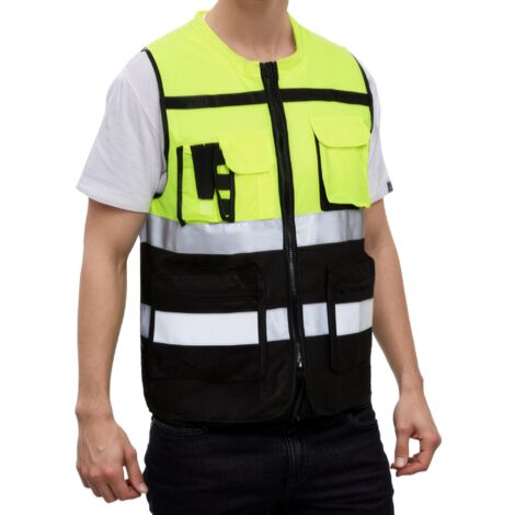 Gilet De Sécurité Haute Visibilité Réfléchissant - Maille Respirante, Poche, Style Police, Neuf