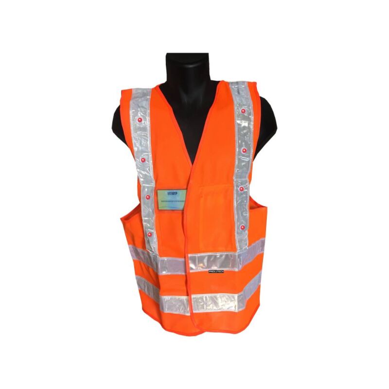 Gilet De Sécurité Orange Avec 16 Led Rouges Prolutech - P023gledo0