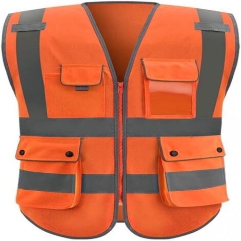 Gilet De Sécurité - Polyester Imperméable Respirant - Bande Réfléchissante 5 Cm 360° - Pour Chantier Et Activités Nocturnes - Taille XL