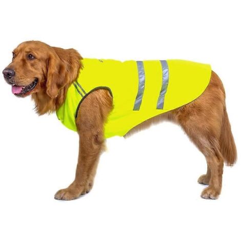 Gilet de sécurité pour chien, manteau réfléchissant en tissu épais et confortable, col élastique, vert et jaune, taille 3XL