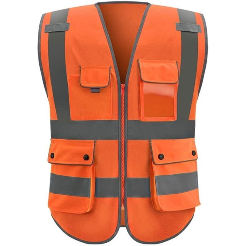 Gilet de sécurité pour Hommes, Vêtements de sécurité Gilet Haute visibilité Vêtements de Travail Multi-Poches Gilets réfléchissants Haute