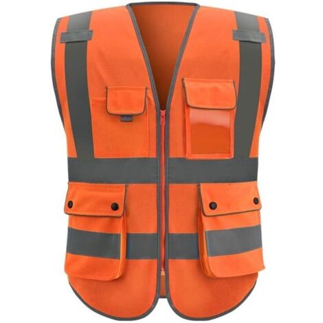 Gilet de sécurité pour Hommes, Vêtements de sécurité Gilet Haute visibilité Vêtements de Travail Multi-Poches Gilets réfléchissants Haute visibilitéGilet (XL)