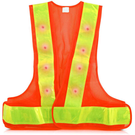Gilet de Sécurité Réfléchissant avec LED Haute Visibilité pour Extérieur et Circulation Nocturne