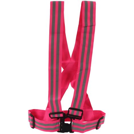 Gilet de sécurité réfléchissant élastique et confortable pour cyclisme, course à pied et marche nocturne - Rose