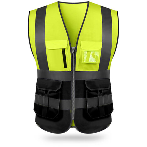 Gilet de sécurité réfléchissant haute visibilité, multipoches, vêtement de travail, sécurité, vêtements de travail, jour et nuit, pour moto et vélo.