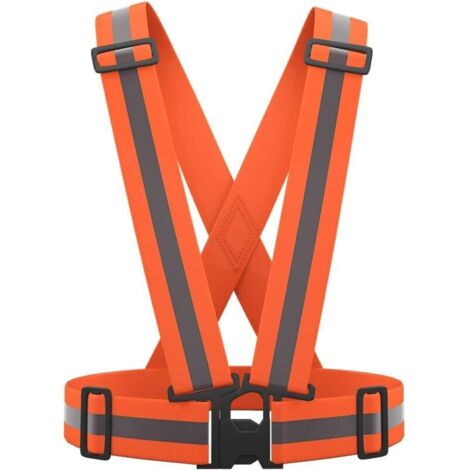 Gilet de Sécurité Réfléchissant Haute visibilité Réglable Gilet de Sécurité pour La Course, Le Vélo, La Moto(couleur orange)