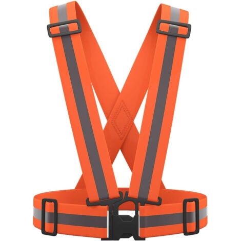 Gilet de Sécurité Réfléchissant Haute visibilité Réglable Gilet de Sécurité pour La Course, Le Vélo, La Moto(couleur orange)