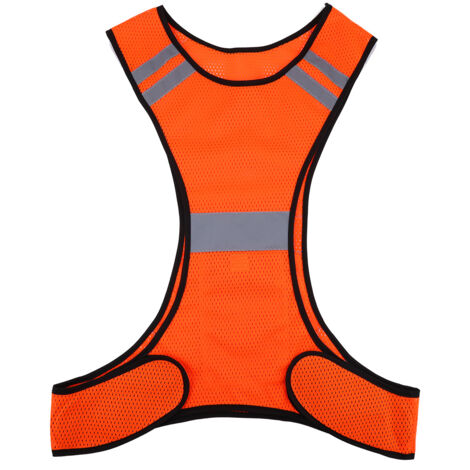 Gilet de sécurité réfléchissant haute visibilité, vêtements de sécurité pour course de nuit, taille réglable (orange)