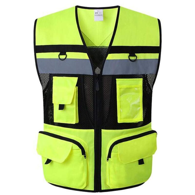 Gilet de sécurité réfléchissant - Multipoches de sécurité réfléchissante pour Gilet de sécurité - Green(XL)