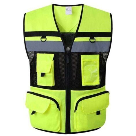 Gilet de sécurité réfléchissant - Multipoches de sécurité réfléchissante pour Gilet de sécurité - Green(XL)