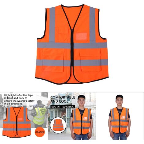Gilet de sécurité réfléchissant orange multicolore pour visibilité