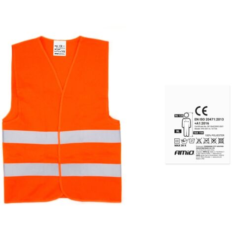 Gilet de sécurité réfléchissant orange XL avec certificat amio-01735