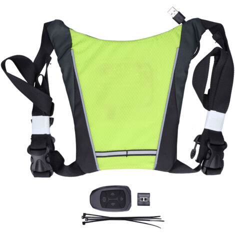 Gilet de sécurité vélo LED avec télécommande et clignotants - Vert clair