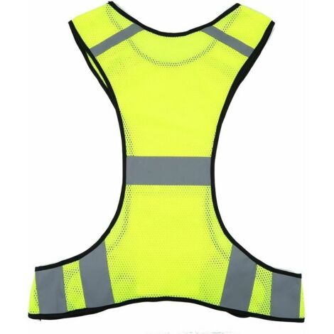 Gilet de Sécurité Veste Réfléchissant Haute Visibilité de 200M au Soir avec Poches pour Course à Pied Cyclisme Jogging, Lefou