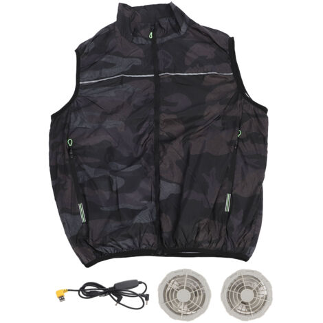 Gilet de travail climatisé, respirant et anti-UV, avec ventilateur intégré à 3 vitesses, pour activités intérieures et extérieures, alimentation USB, taille 4XL
