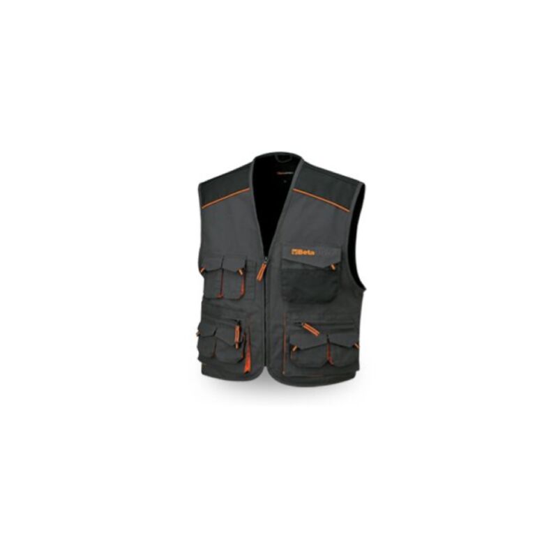 Beta - Gilet de travail multi-poches en toile tc 7907 taille xl 54 gris orange