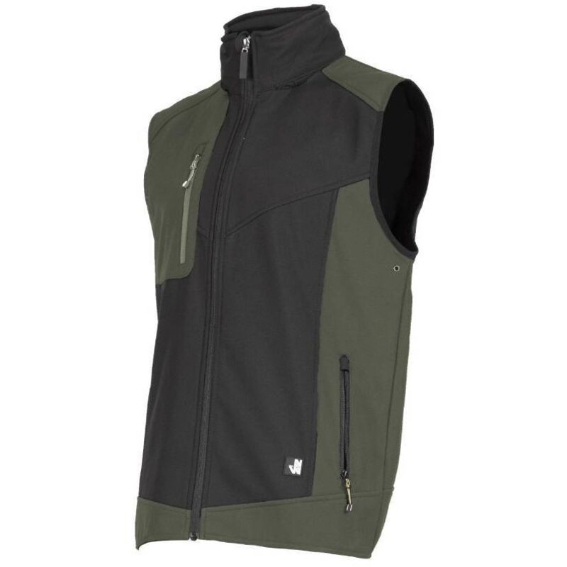 Gilet de Travail Sans Manches Fabio - Taille 3XL - Noir/Kaki - Résistant et Confortable - D-Work