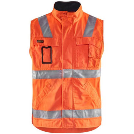Gilet de travail sans manches haute visibilité 8505 - Orange fluo/Marine XXXL