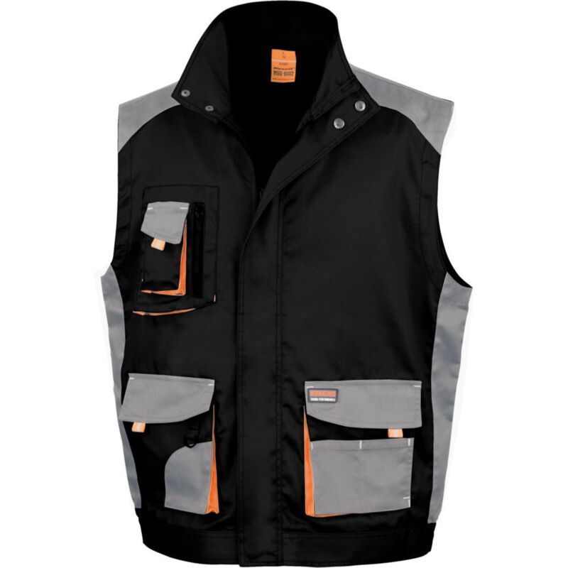 Gilet de travail sans manches multipoches Result lite Noir / Gris m