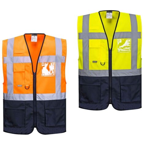 Gilet di pronto soccorso fluorescente ad alta visibilità Portwest Executive Varsavia Giallo / Marina L