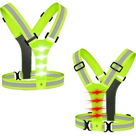 Gilet di sicurezza a LED, elastico e regolabile - Gilet riflettente con luce a LED per jogging, escursionismo o ciclismo notturno.