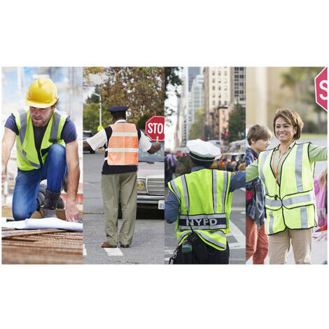 Gilet di sicurezza riflettente ad alta visibilità, multitasche, abbigliamento da lavoro, sicurezza, giorno e notte, per moto e bicicletta.