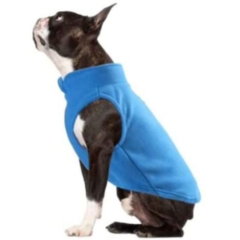 Gilet en polaire pour chien avec anneau pour laisse - Pull doux, chaud et léger pour chiens de petite et moyenne taille, chiots et chats - Veste confortable pour animaux (Bleu, Grande taille 3-4 kg)