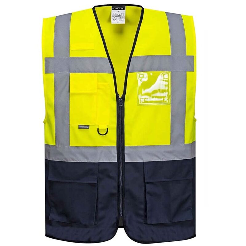 Image of Portwest C476 Gilet Executive Varsavia, Unisex - Adulto, Multicolore (Giallo/Blu marino), 5XL