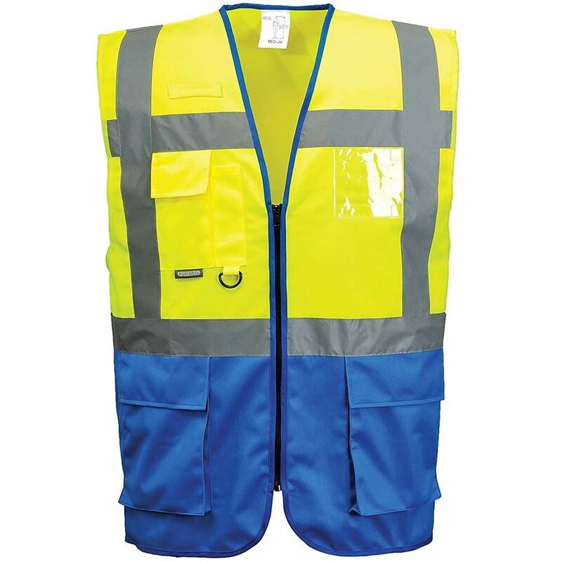 Image of Portwest - C476YRBXL Warsaw Executive Vest, regular, X-Large, Yellow/Royal