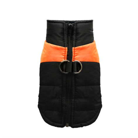 Gilet/giacca in cotone bicolore, arancione e nero, XL (circonferenza torace 50 cm, consigliato per animali di peso compreso tra 5 e 6 kg), cappotto impermeabile per cani, gilet per animali domestici, 