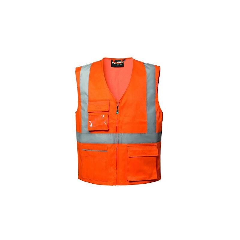 Gilet haute visibilité à zip orange - taille l - Maxiburo