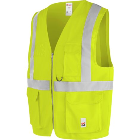 Würth Modyf – Gilet haute-visibilité multipoches LUMEN jaune – Norme EN 20471 classe 2 – 3 poches avant – Tissu léger et résistant L/XL