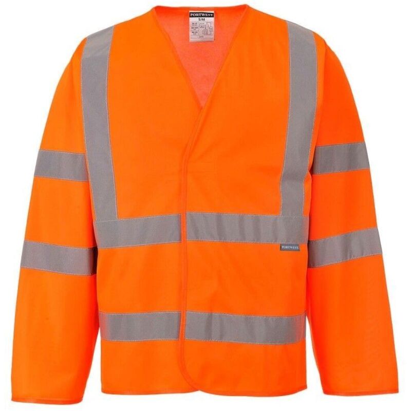 Portwest – Gilet de travail à manches longues orange taille XX/3X – 2 bandes réfléchissantes – Idéal pour chantiers humides et sécurité accrue