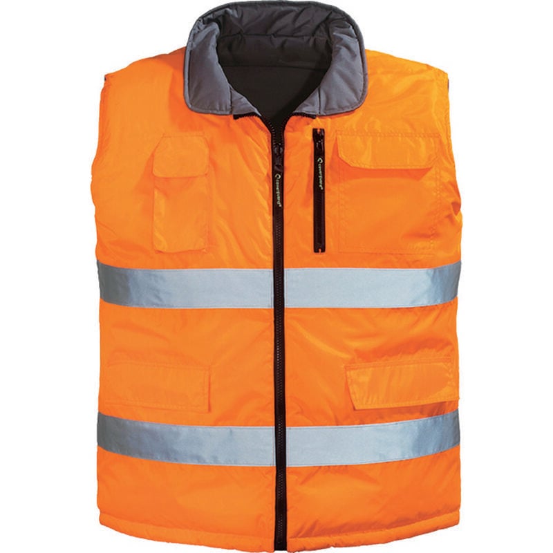 Gilet de travail d'hiver sans manche réversible haute visibilité hi-way - Orange FLuo xl - 52/54